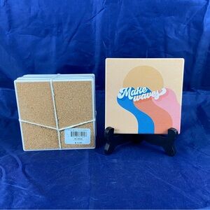 Thirsty Stone Coasters Set Of 4 Making Waves 4.25” x 4.25” x 1/4” New No Box
